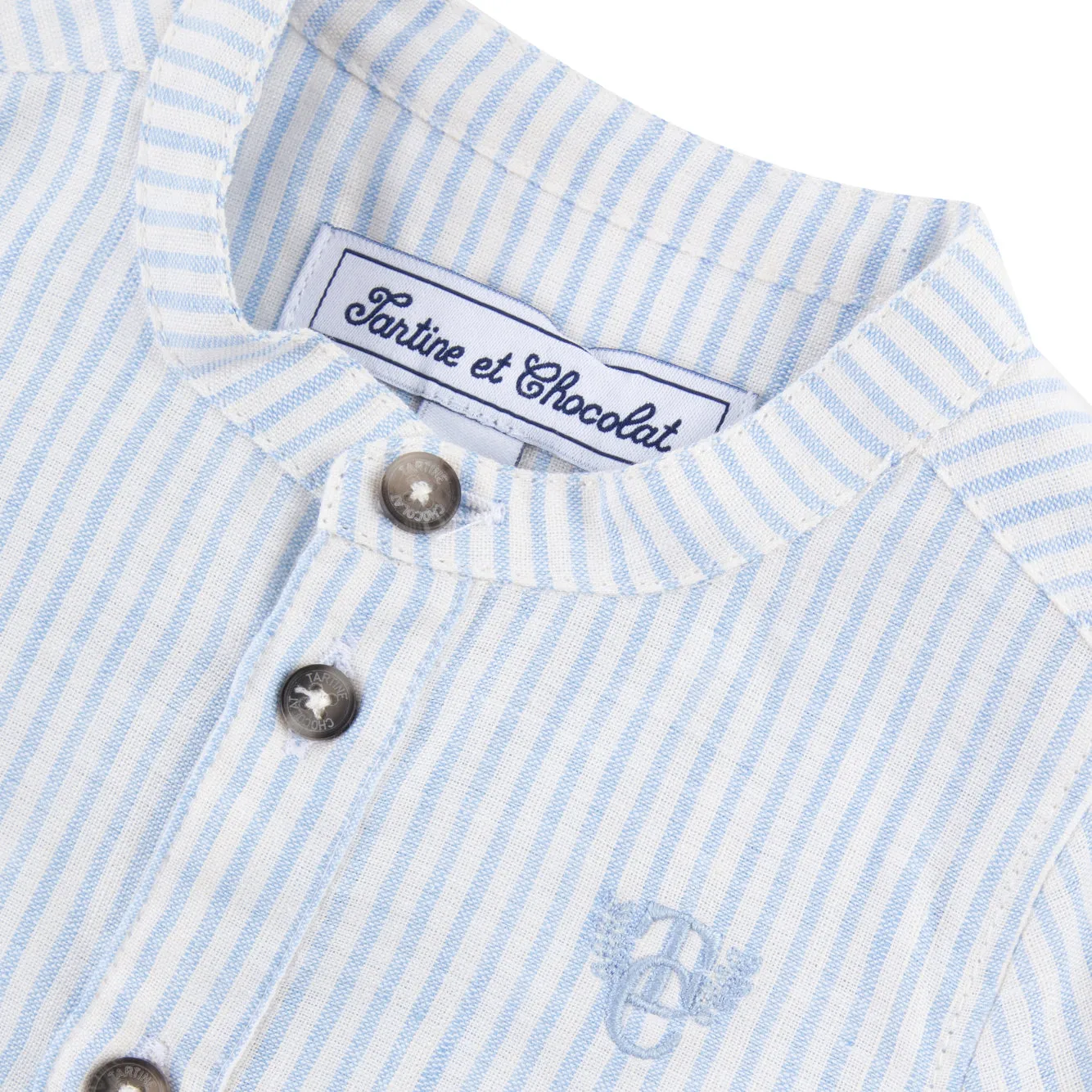 Azure Linen Striped Baby Shirt