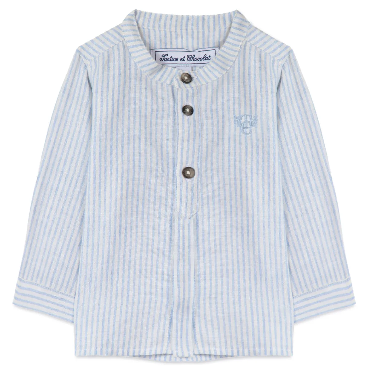 Azure Linen Striped Baby Shirt
