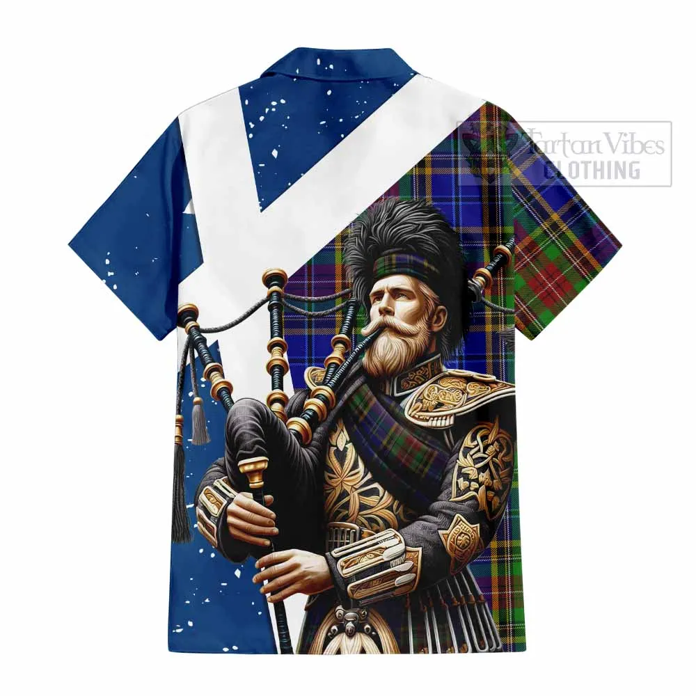 Beattie (Beatty) Tartan Short Sleeve Button Shirt with Family Crest Scottish Bagpiper Vibes