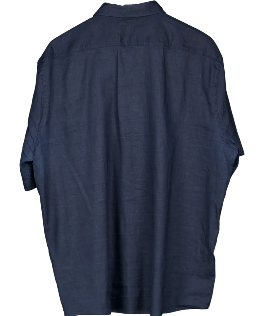 BOSS Blue Regular Stretch Linen Blend Short Sleeve Shirt UK XXL