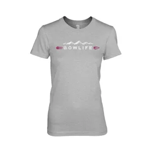 Bow Life Women's Mountain Logo Gray Short Sleeve T-Shirt