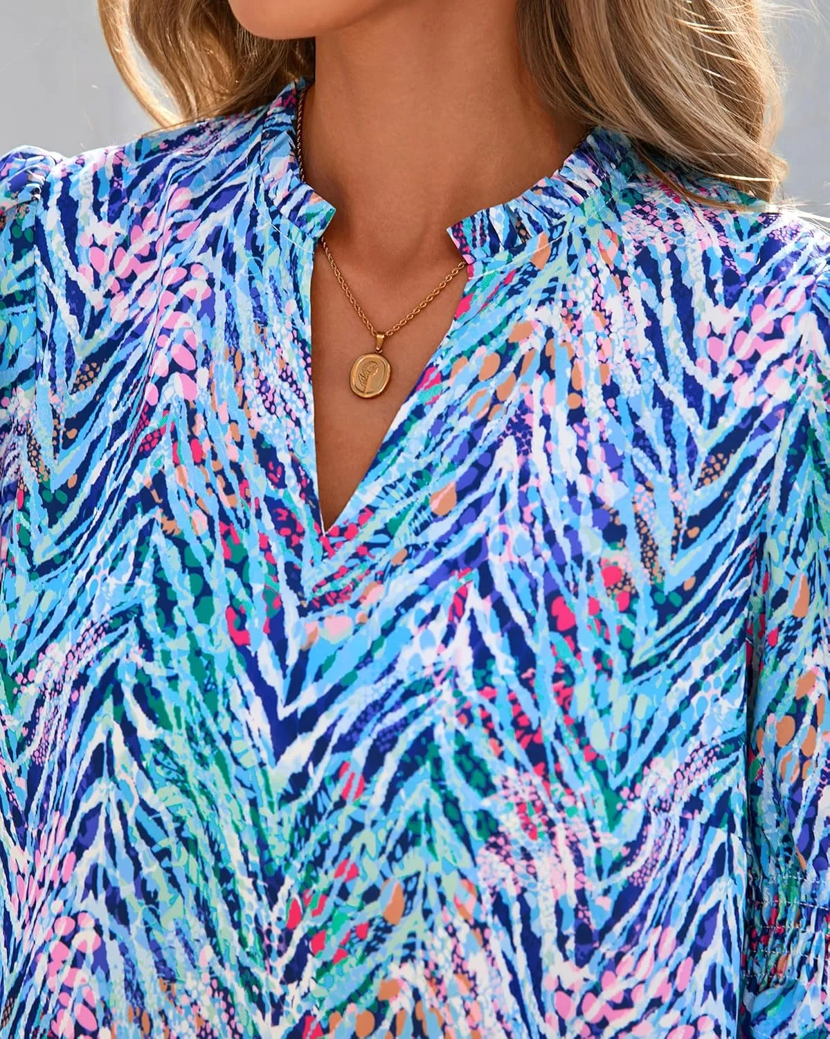 BTFBM Summer Blouses for Women Dressy Casual 2025 Spring Floral Boho Shirts V Neck Puff Short Sleeve Business Work Tops