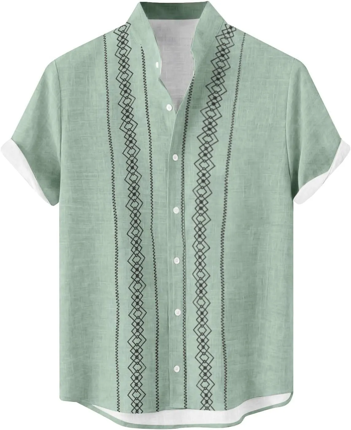 CRNTCEM Mens Button Down Boho Beach Shirts Cotton Linen Tropical Holiday Shirts Short Sleeve Floral Striped Casual Shirt