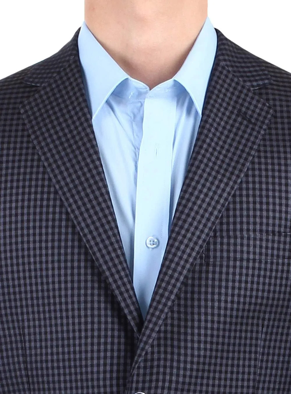 DTI BB Signature Men's 2 Button Micro Check Suit Jacket Modern Fit Blazer Coat