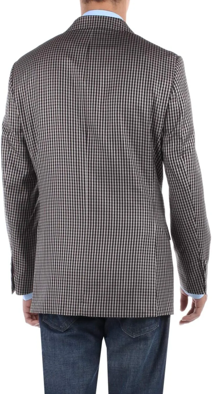 DTI BB Signature Men's 2 Button Micro Check Suit Jacket Modern Fit Blazer Coat