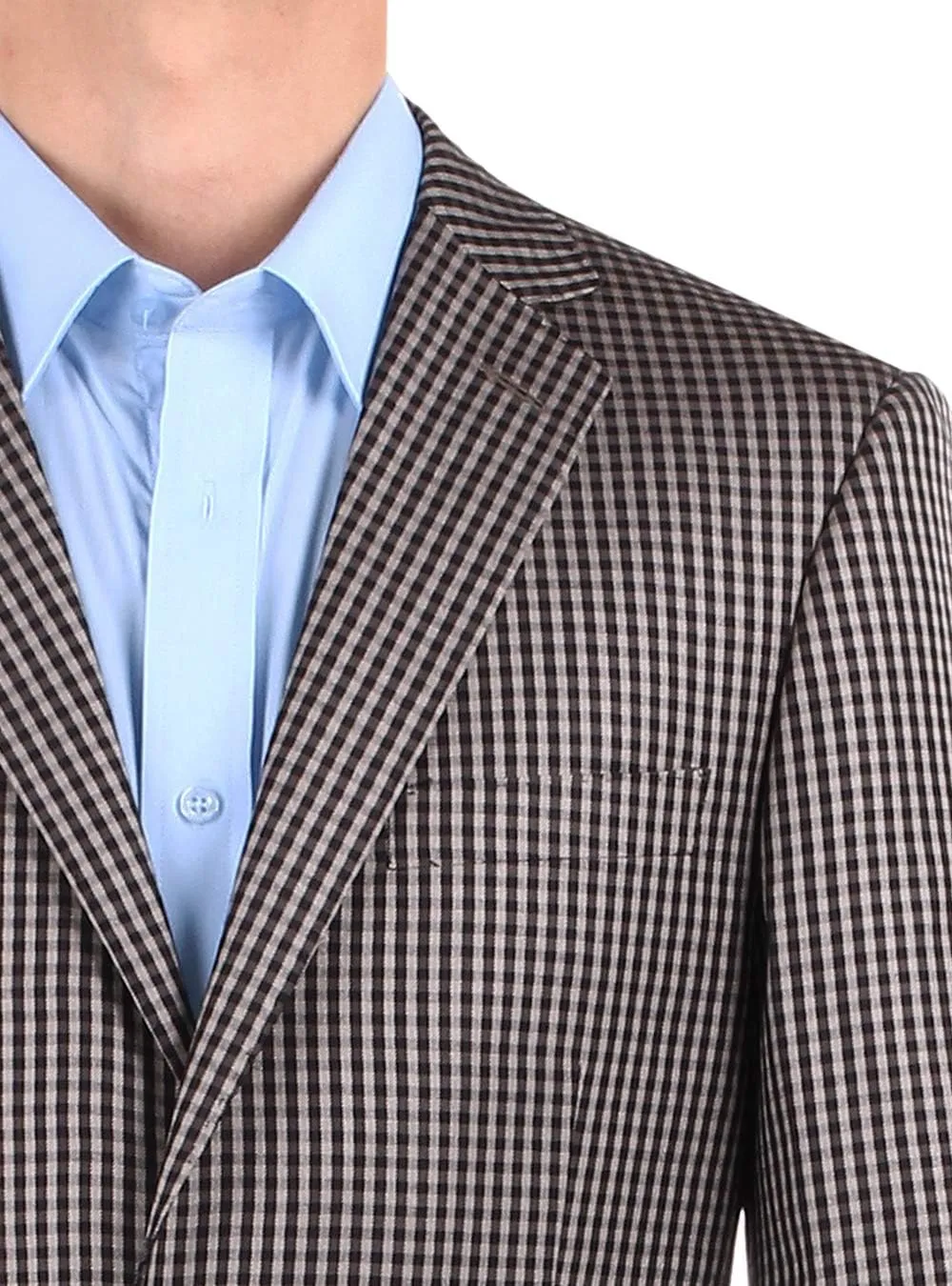 DTI BB Signature Men's 2 Button Micro Check Suit Jacket Modern Fit Blazer Coat