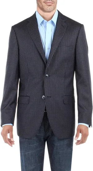 DTI BB Signature Men's 2 Button Micro Check Suit Jacket Modern Fit Blazer Coat