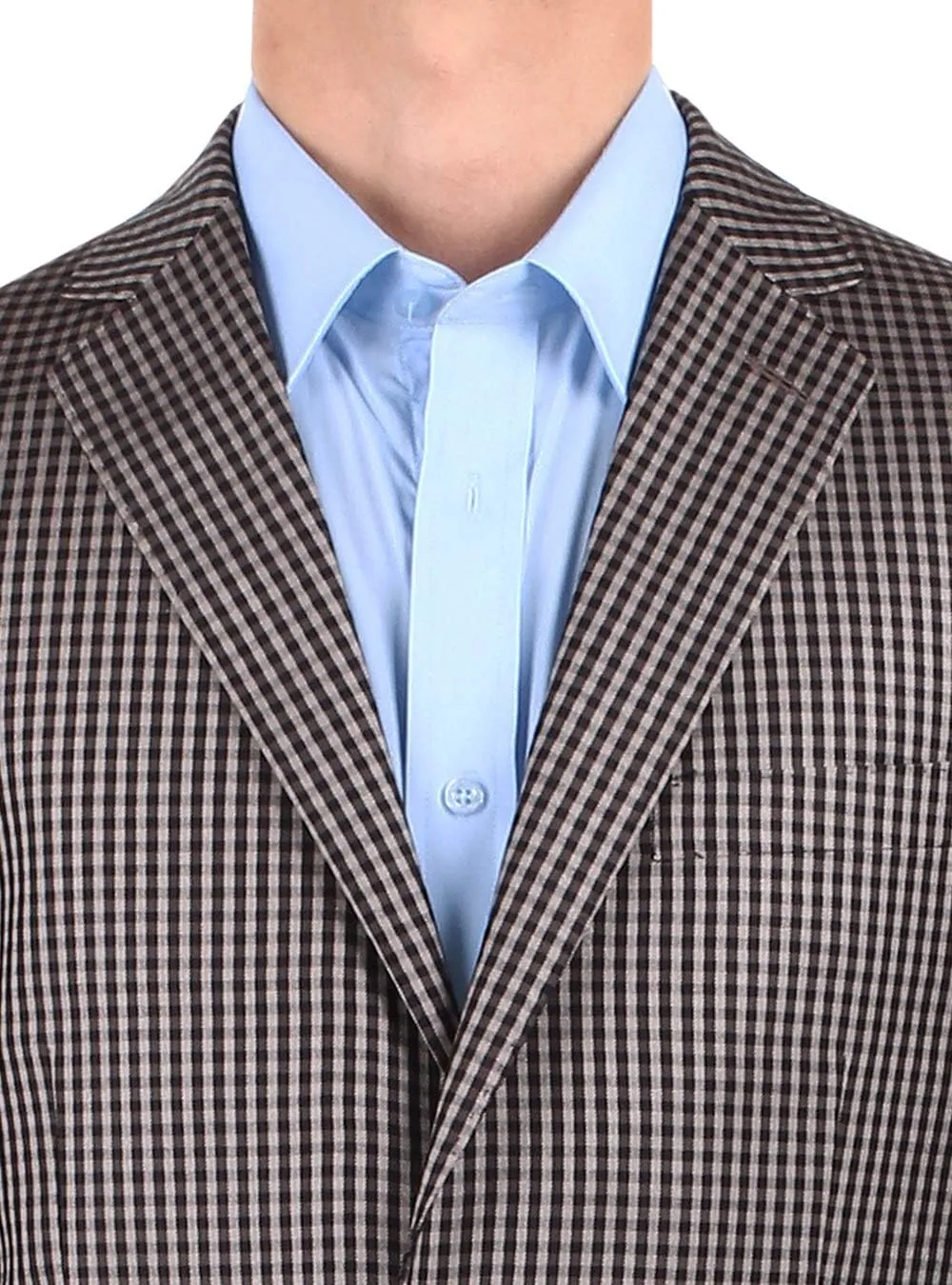 DTI BB Signature Men's 2 Button Micro Check Suit Jacket Modern Fit Blazer Coat