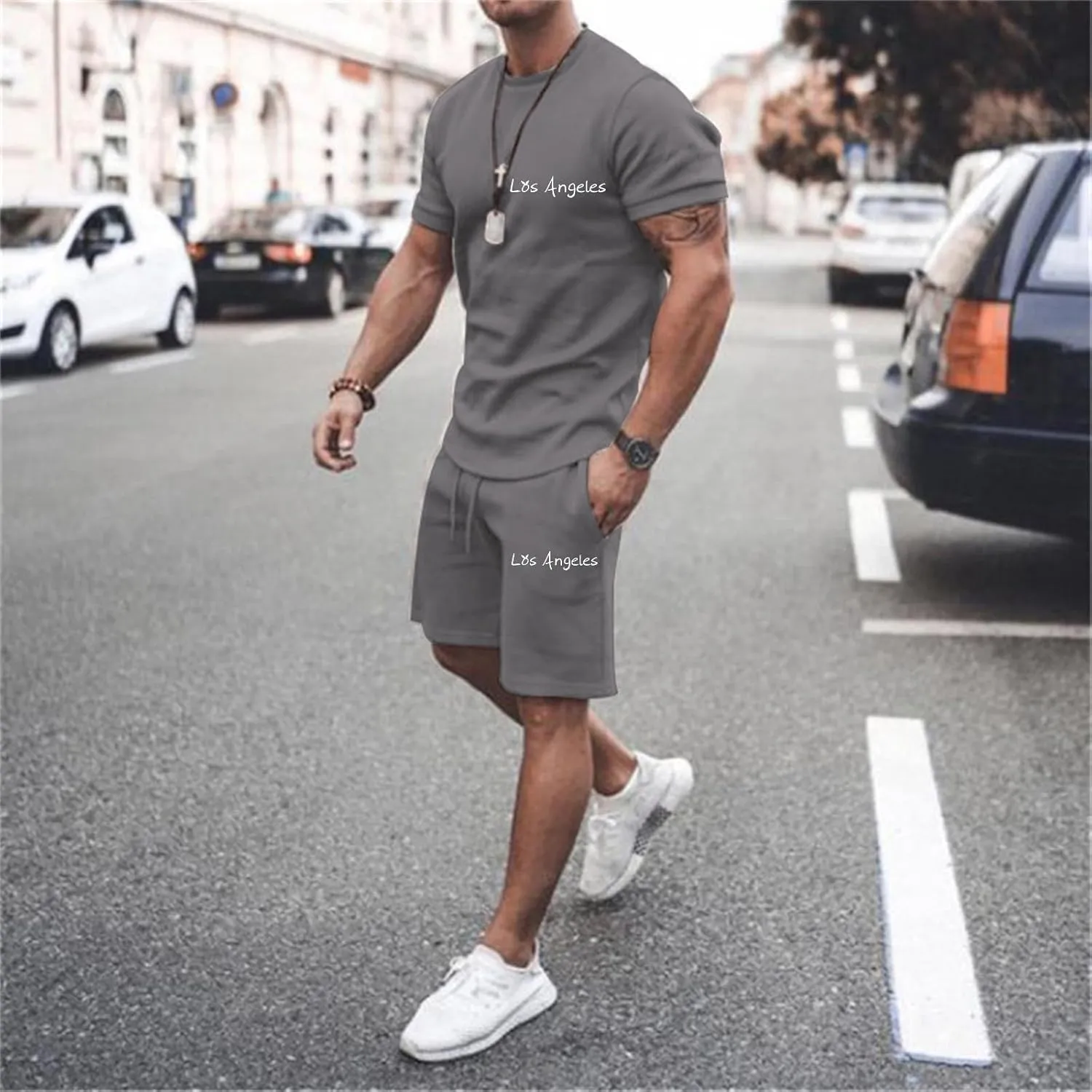 Fashion Men's Tracksuits, 2 Piece Summer Casual Athletic Jogging Sweatsuits Outfits Short Sleeve Track Suits for Men Set