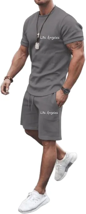 Fashion Men's Tracksuits, 2 Piece Summer Casual Athletic Jogging Sweatsuits Outfits Short Sleeve Track Suits for Men Set
