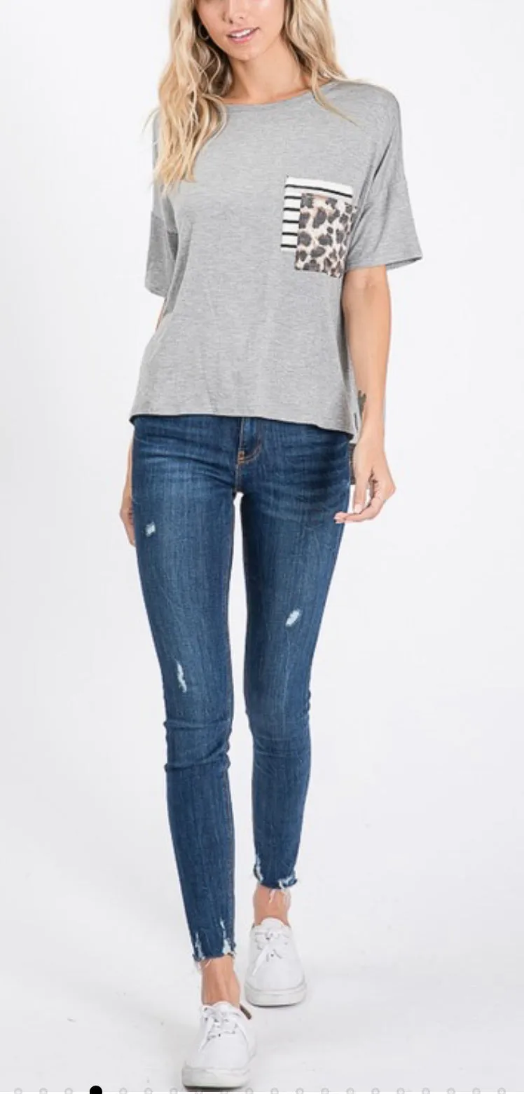 High Low Pocket Short Sleeve Shirt