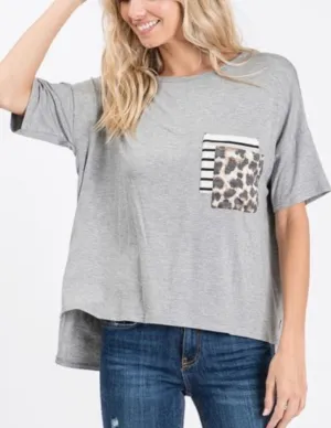 High Low Pocket Short Sleeve Shirt