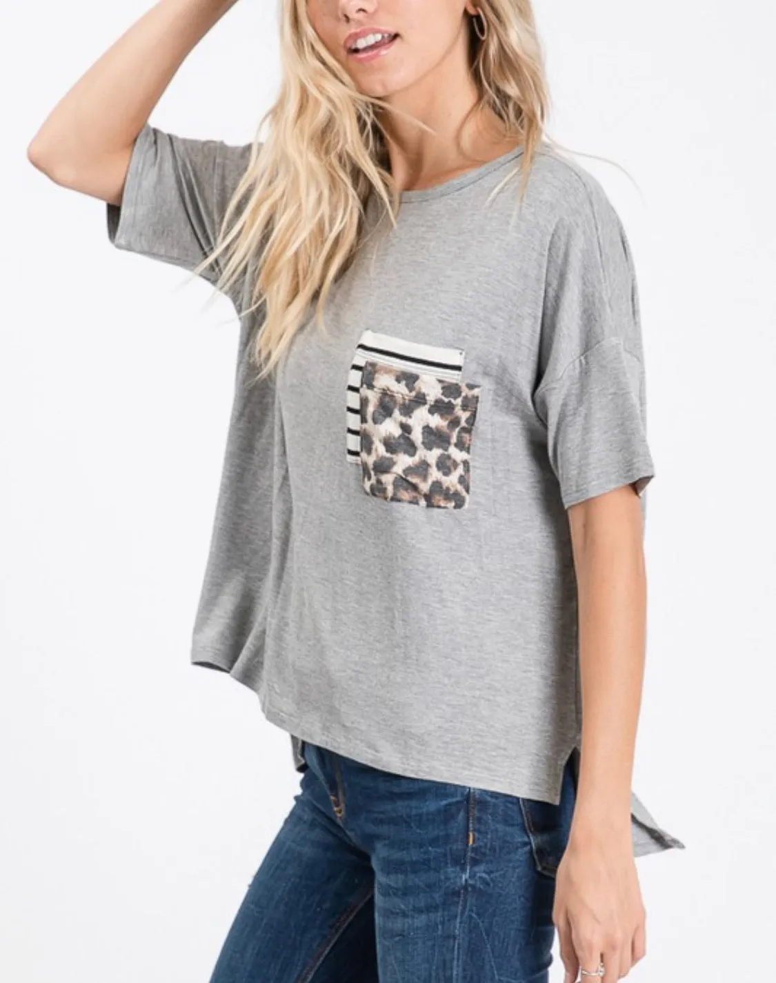 High Low Pocket Short Sleeve Shirt