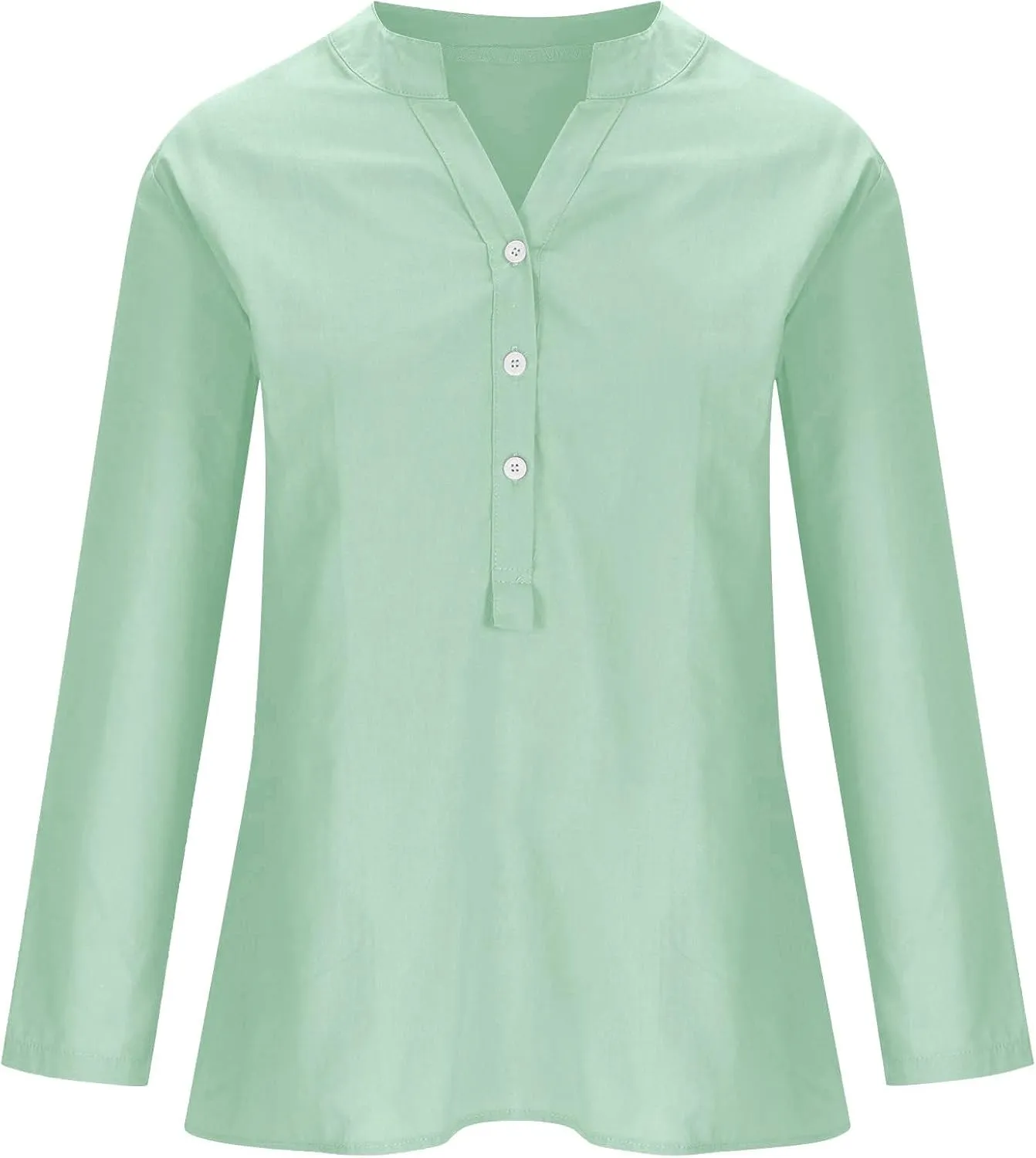 Linen Shirts for Women Breathable Tops Women's Loose Cotton Linen Blouses Womens 3/4 Length Sleeve Ladies Hemp Clothes