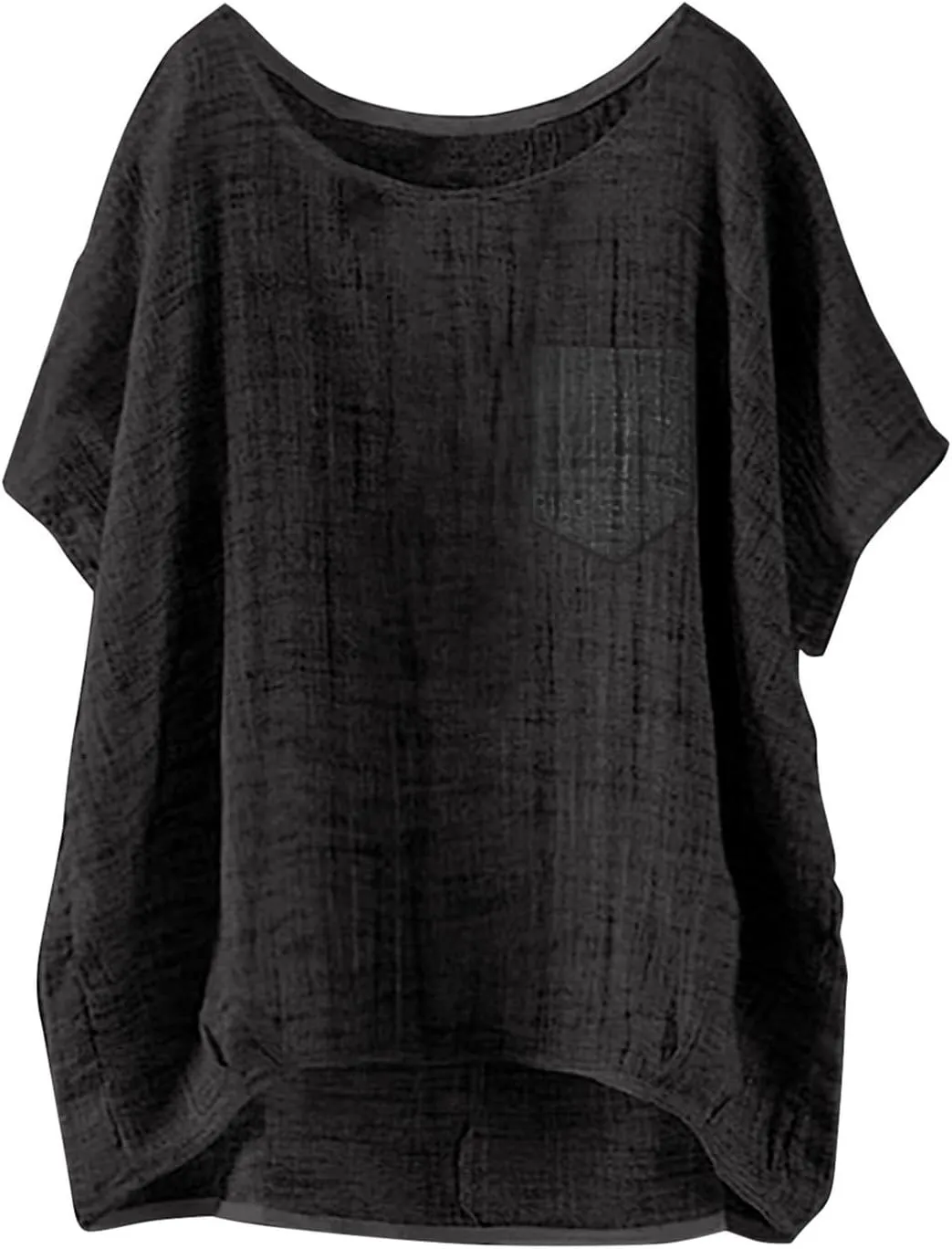 Linen Shirts for Women Summer 2025 Trendy Tunics Crewneck Short Sleeve Gauze Tops Casual Loose Fitted Comfy Blouses
