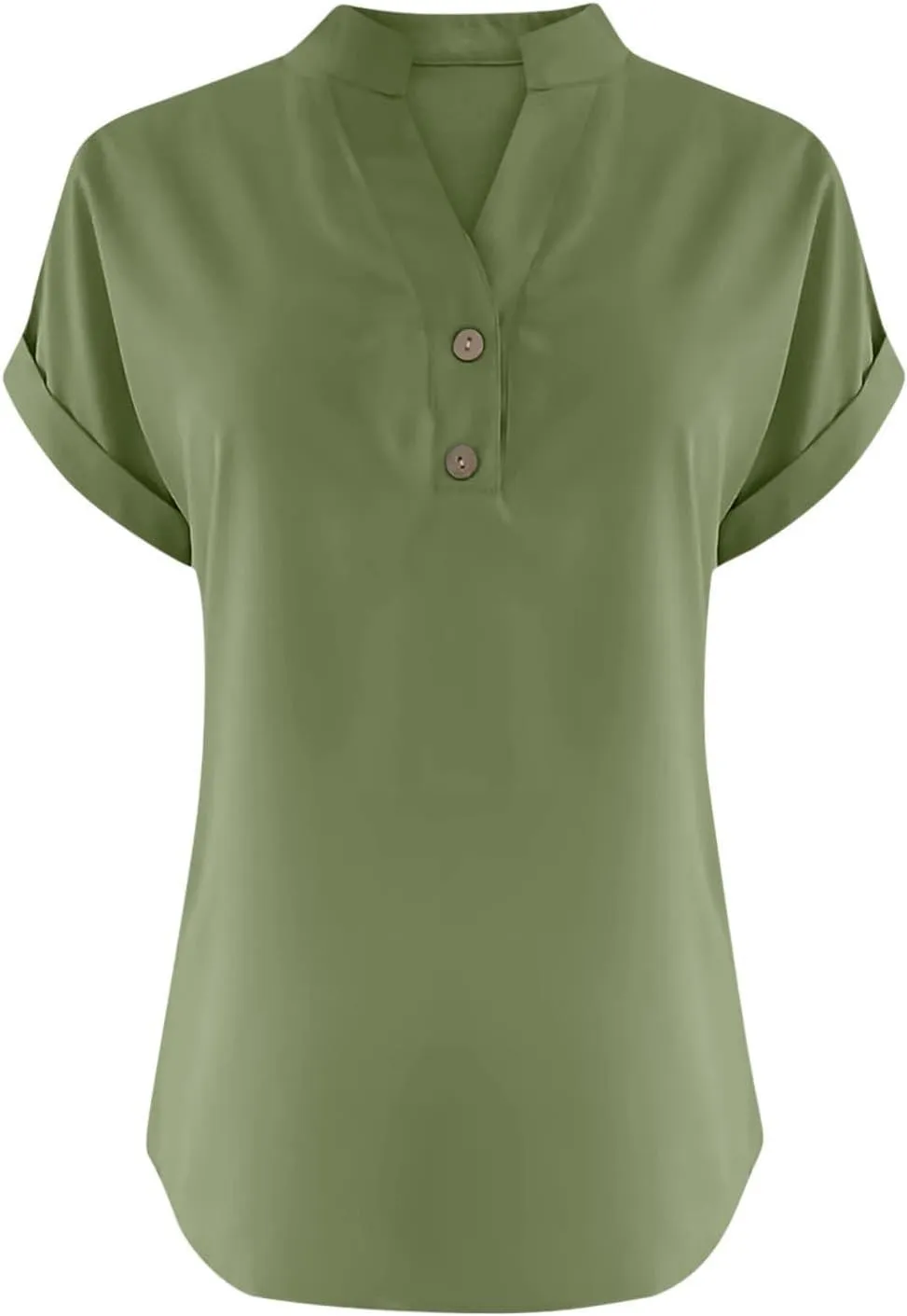 Linen Tops for Women Loose Fit Gauze Short Sleeve Plus Size Shirts Summer Button V Neck Casual Dressy Blouses