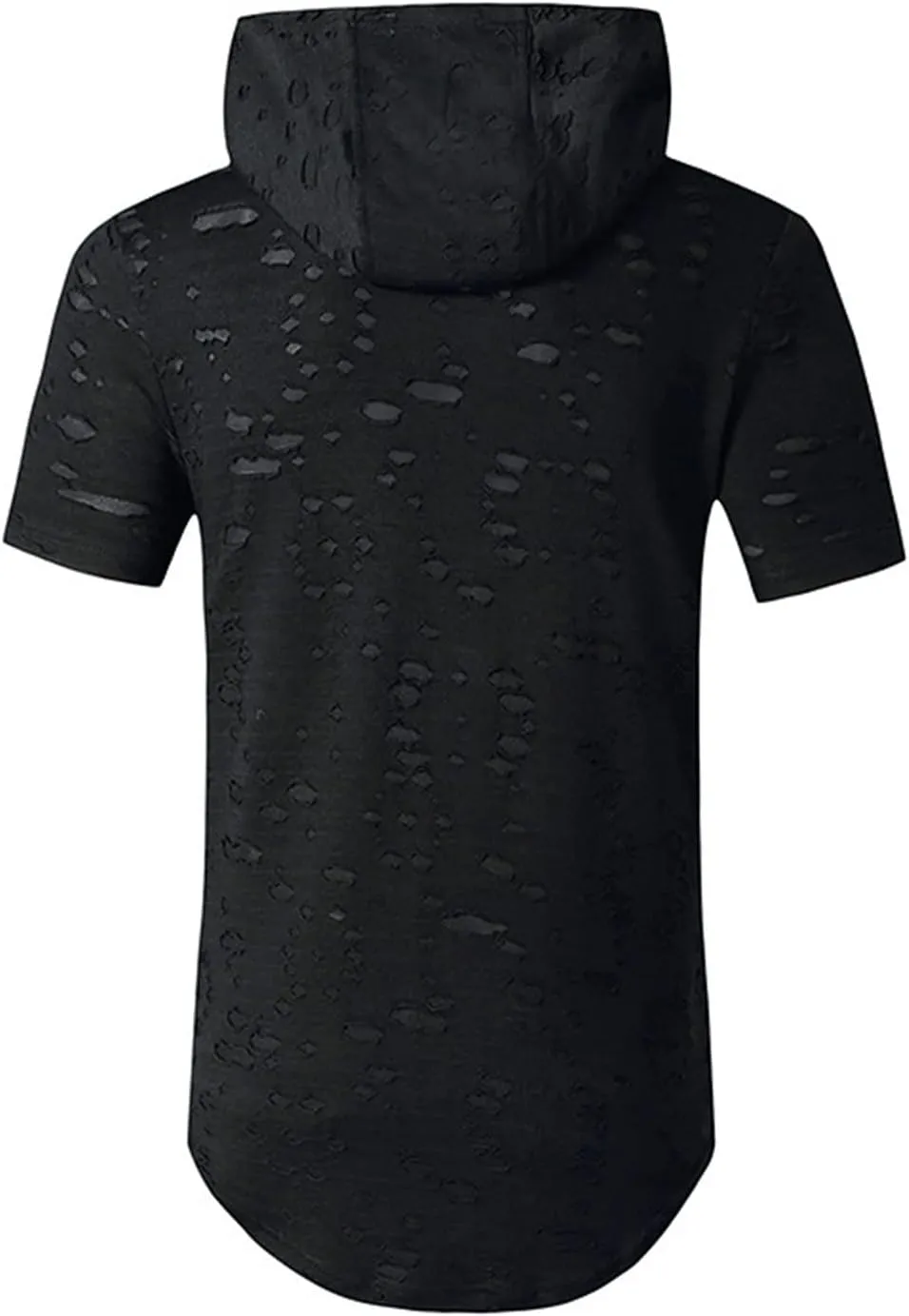 Men's Distressed Asymmetrical Tee Shirts Hip Hop Longline Pullover Hoodies Tops Gym Muscle Cut Off Short Sleeve