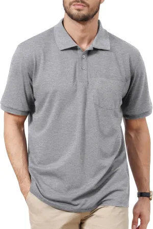 Men's Golf Polo Shirts M-6XL, Cotton Blend Moisture Wicking Performance Casual Collared Shirts