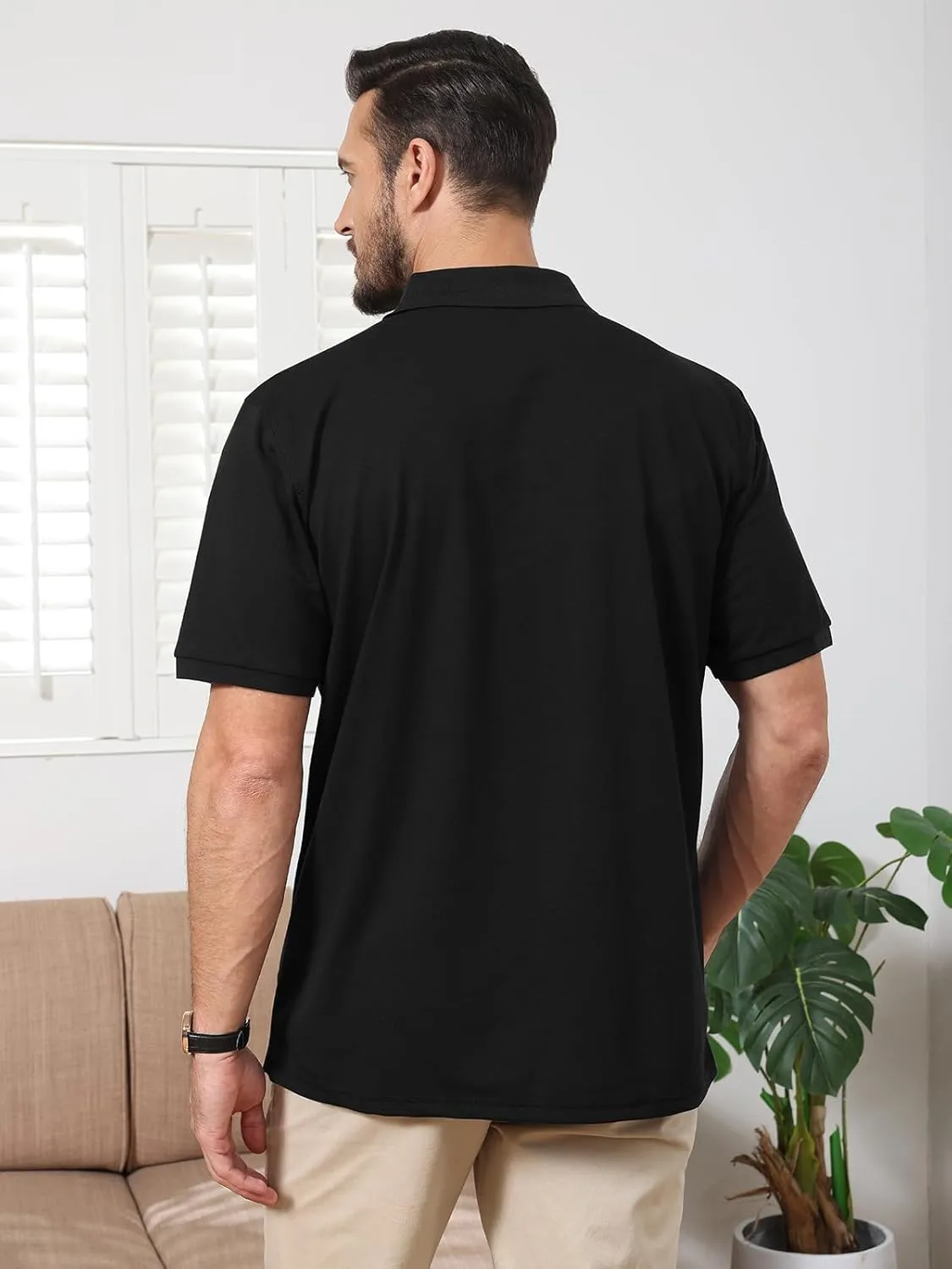Men's Golf Polo Shirts M-6XL, Cotton Blend Moisture Wicking Performance Casual Collared Shirts