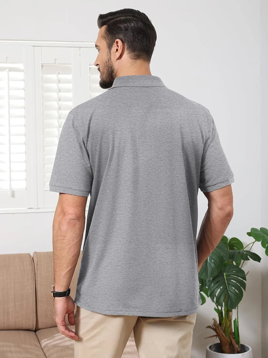 Men's Golf Polo Shirts M-6XL, Cotton Blend Moisture Wicking Performance Casual Collared Shirts