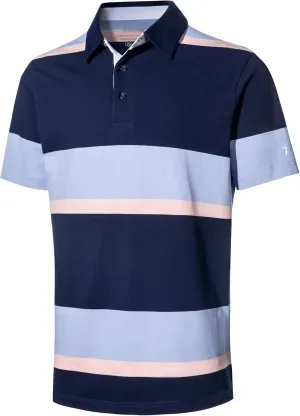 Men's Polo Shirts Long Sleeve Striped Dry Fit Casual Collared Pique Golf Polo Shirts for Mens