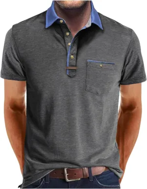 Men's Short Sleeve Polo Shirt Casual Classic Cotton Summer Lightweight T Shirts Golf Tee Tops with Pocket