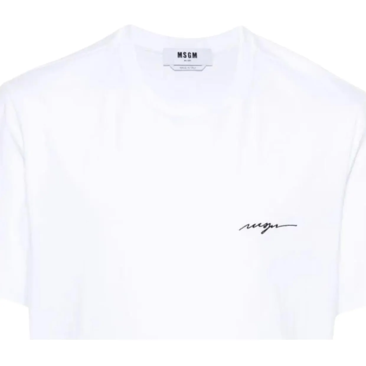 MSGM Embroidered Logo White T-Shirt