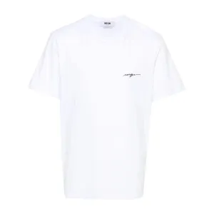 MSGM Embroidered Logo White T-Shirt