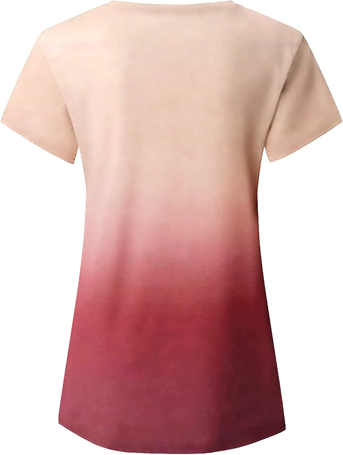 Ombre Tshirt Women Cuffed Short Sleeve V-Neck Tie Dye Shirts Loose Fit Casual Tee T-Shirt Summer Gradient Tops Plus Size