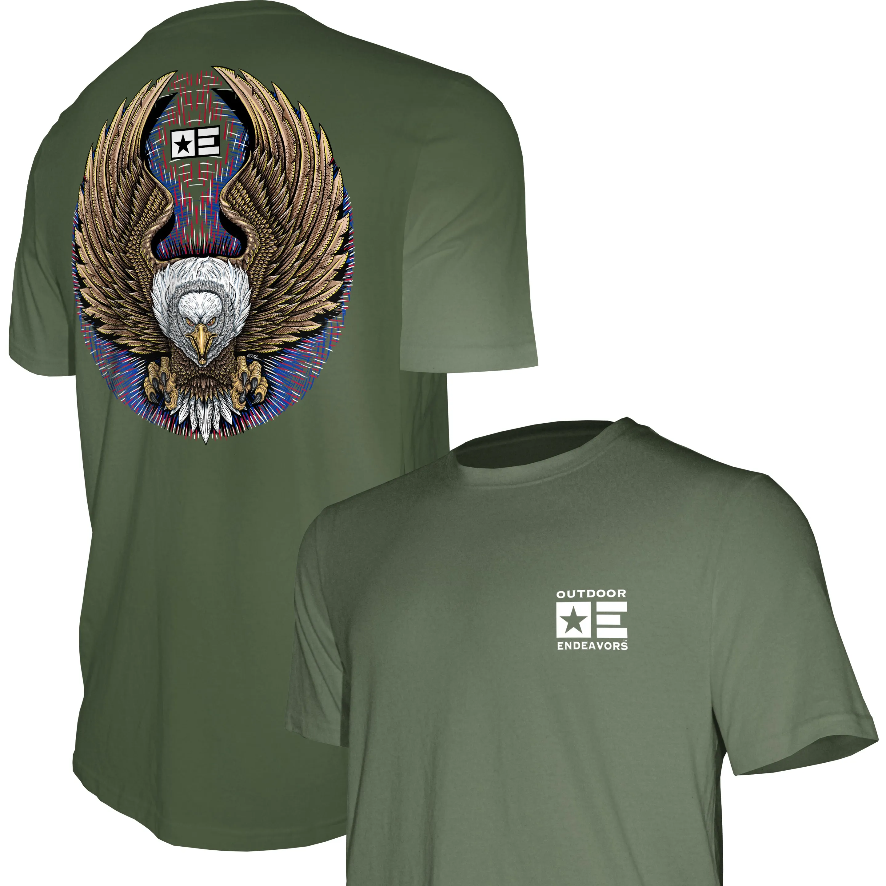 Outdoor Endeavors Patriotic - Graphic Tee - Diving Eagle