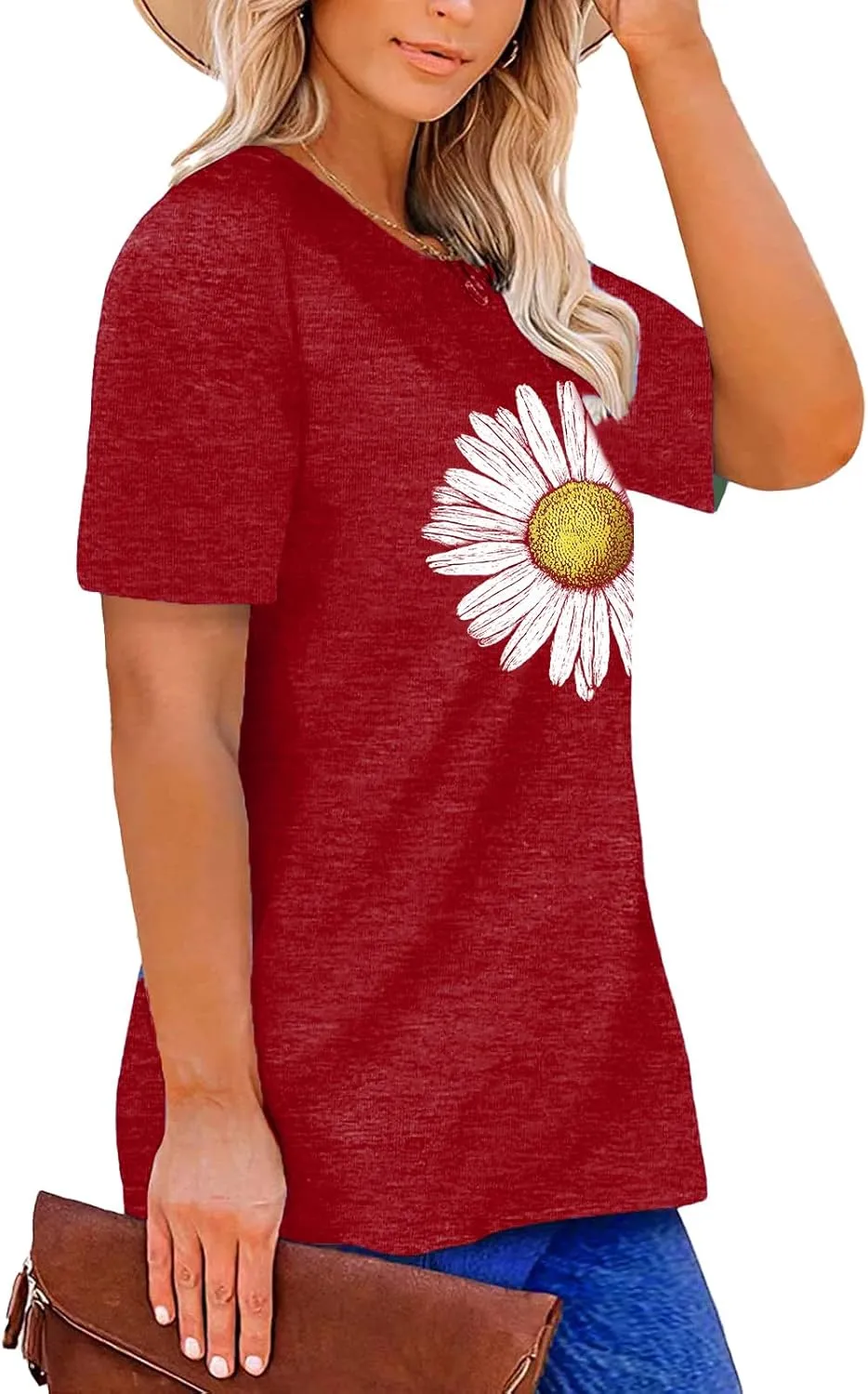 Plus Size Tops Sunflower Shirts for Women Flower Graphic Tees Shirts Summer Inspirational Tshirt