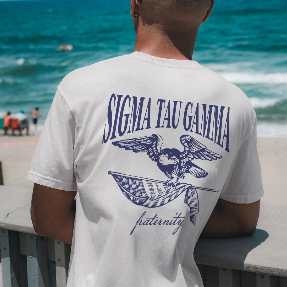 Sig Tau Comfort Colors Freedom White Short Sleeve Tee
