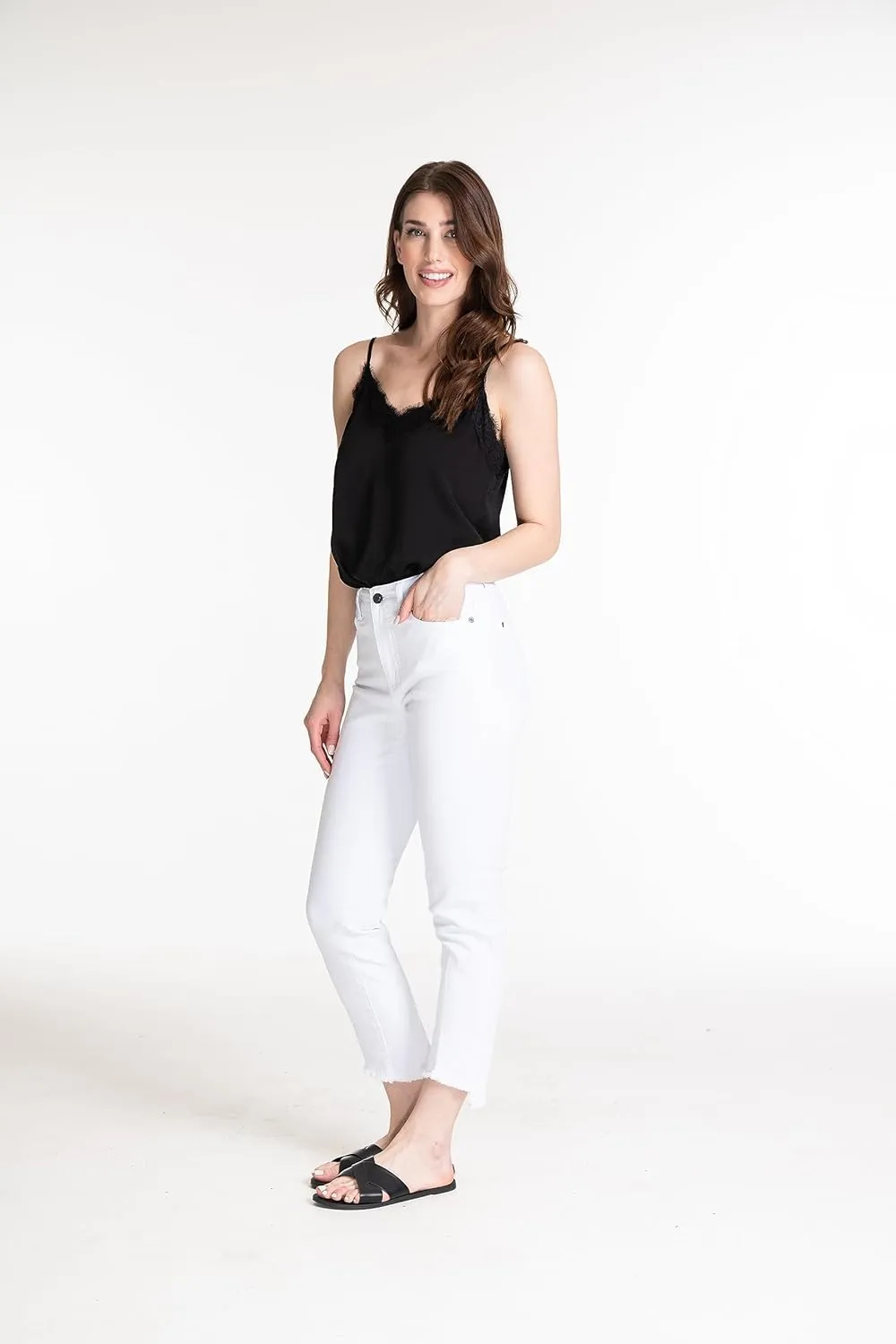 SLIM-SATION Women's Five Pocket Crop Jean with Contour Waist