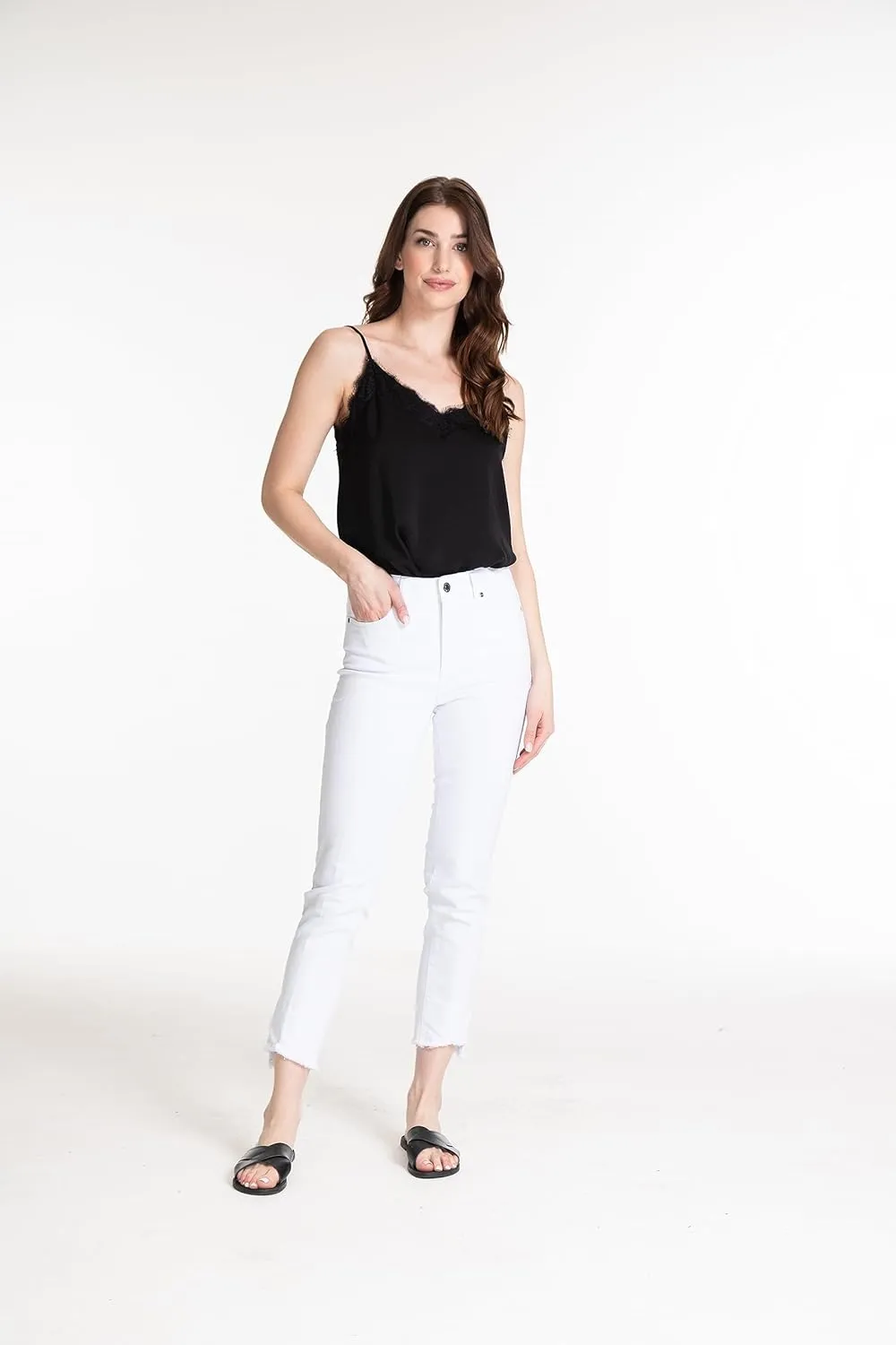 SLIM-SATION Women's Five Pocket Crop Jean with Contour Waist