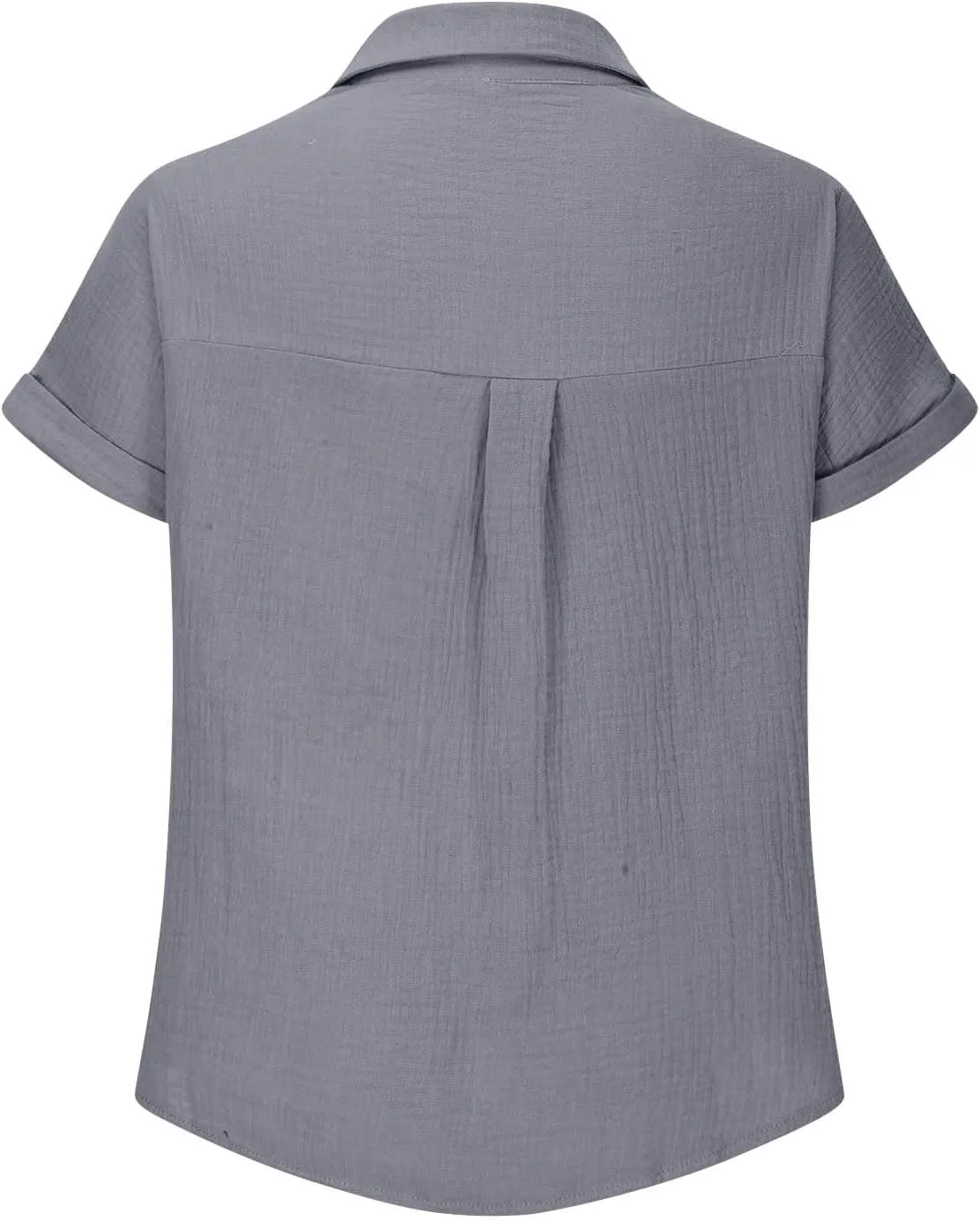 Womens Gauze Shirts Button Down Dress Shirts Casual Short Sleeve Textured Collared Summer Work Blouse Camping Clothes