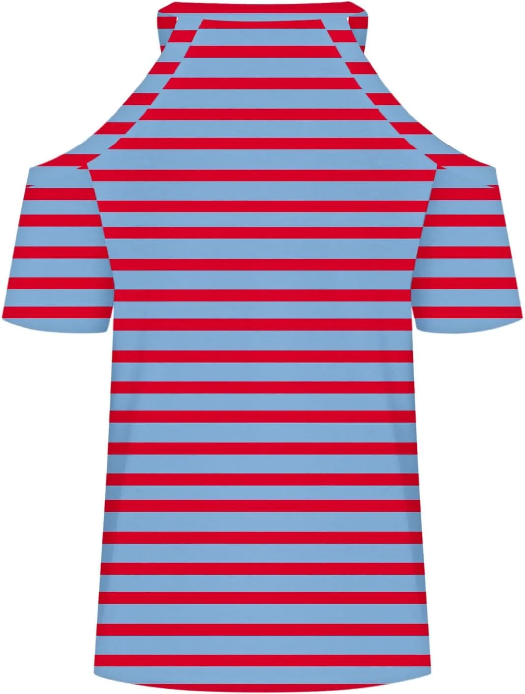 Womens Halter V Neck Cold Shoulder Tops Stripe Shirts Cut Out Shoulder Casual Gradient Tshirts Polka Dot Heart Tees